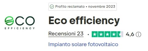 Totale recensioni verificate clienti Eco Efficiency su Trustpilot